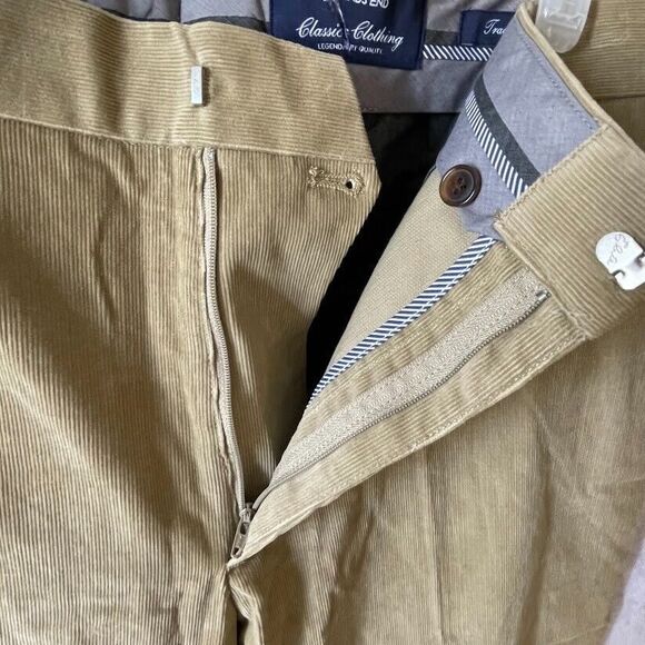 Lands’ End Mens Corduroy Pants Size 37 Beige Flat Front Relaxed Fit Straight Leg - Picture 6 of 15